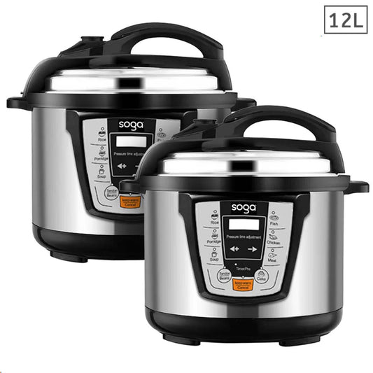 SOGA 2X Electric Stainless Steel Pressure Cooker 12L 1600W Multicooker 16 • LUZ-16ElectricPressureCooker12LX2