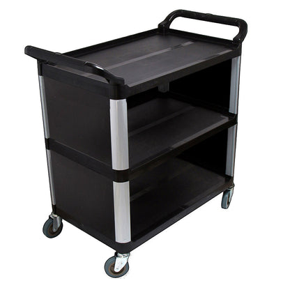 SOGA 3 Tier Covered Food Trolley Food Waste Cart Storage Mechanic Kitchen Black • LUZ-FoodCart1515