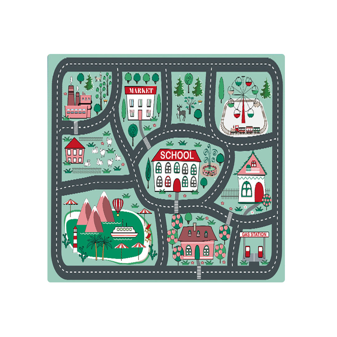 SOGA 2X 120cm Kids Rug Street Map Play Mat, Educational Baby Theme Park Area Rugs • LUZ-KidCarpet605X2