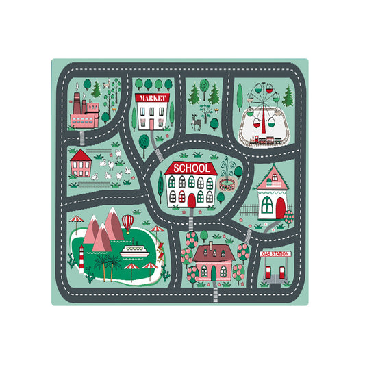 SOGA 2X 120cm Kids Rug Street Map Play Mat, Educational Baby Theme Park Area Rugs • LUZ-KidCarpet605X2