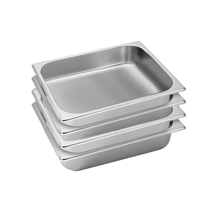 SOGA 4X Gastronorm GN Pan Full Size 1/2 GN Pan 6.5cm Deep Stainless Steel Tray • LUZ-GastronormPans5409X4