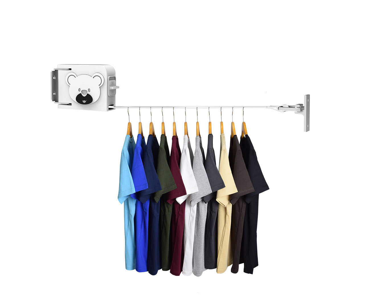 SOGA 160mm Wall-Mounted Clothes Line Dry Rack Retractable Space-Saving Foldable Hanger White • LUZ-BSLY07