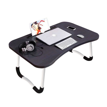 SOGA Black Portable Bed Table Adjustable Foldable Bed Sofa Study Table Laptop Mini Desk with Notebook Stand Card Slot Holder Home Decor • LUZ-BedTableG41