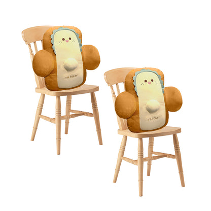 SOGA 2X 48cm Cute Face Toast Bread Cushion Stuffed Car Seat Plush Cartoon Back Support Pillow Home Decor • LUZ-SCushion061X2