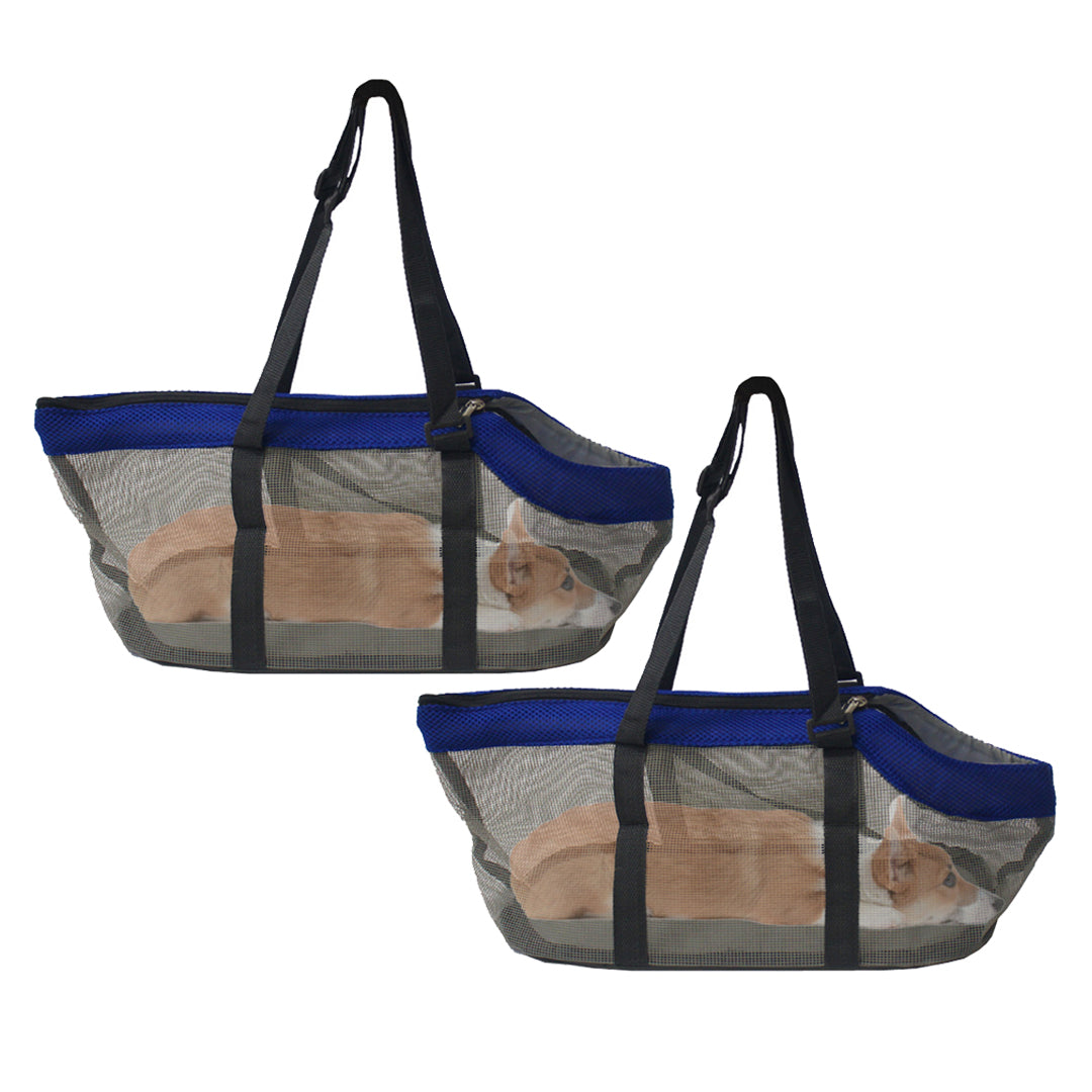 SOGA 2X Grey Pet Carrier Bag Breathable Net Mesh Tote Pouch Dog Cat Travel Essentials • LUZ-PetBagA43BLUX2