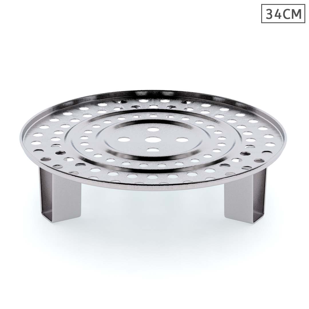 SOGA 34cm Stainless Steel Steamer Insert Stock Pot Steaming Rack Stockpot Tray • LUZ-SS-Rack34CM