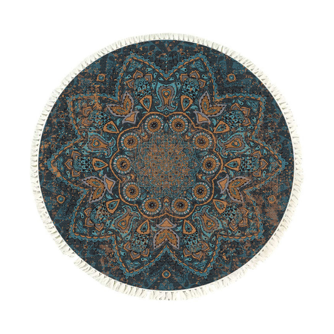 SOGA 120cm Mandala Pattern Circle Area Rugs for Living Room Lounge, Anti-slip Doormat, Home Decor • LUZ-CarpetYH40