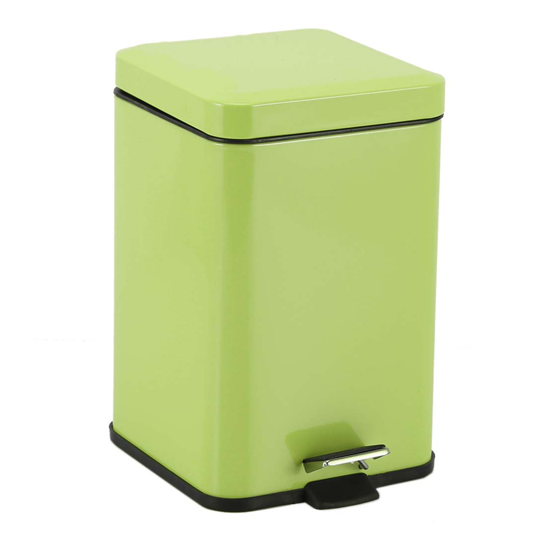 SOGA Foot Pedal Stainless Steel Rubbish Recycling Garbage Waste Trash Bin Square 12L Green • LUZ-RubbishBinSquare12LGreen