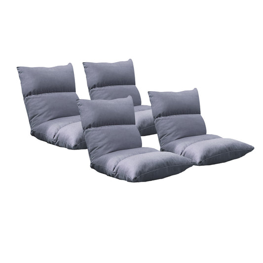 SOGA 4X Lounge Floor Recliner Adjustable Lazy Sofa Bed Folding Game Chair Grey • LUZ-LoungeFabricGreyX4