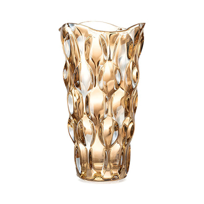 SOGA 29.8cm Golden Amber Glass Crystal Vase Elegant Modern Home Décor • LUZ-GVaseCham300