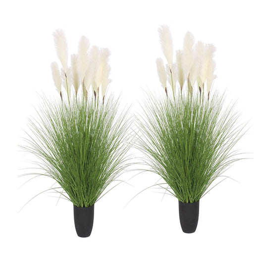 SOGA 2X 110cm Artificial Indoor Potted Reed Bulrush Grass Tree Fake Plant Simulation Decorative • LUZ-APlantFH6022X2