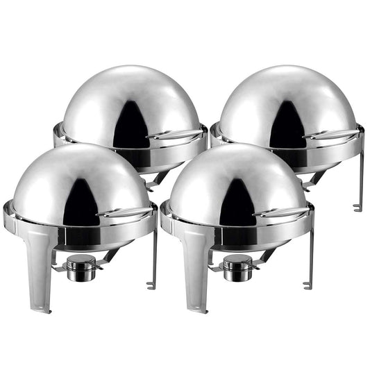 SOGA 4X 6L Stainless Steel Chafing Food Warmer Catering Dish Round Roll Top • LUZ-ChafingDish5638X4