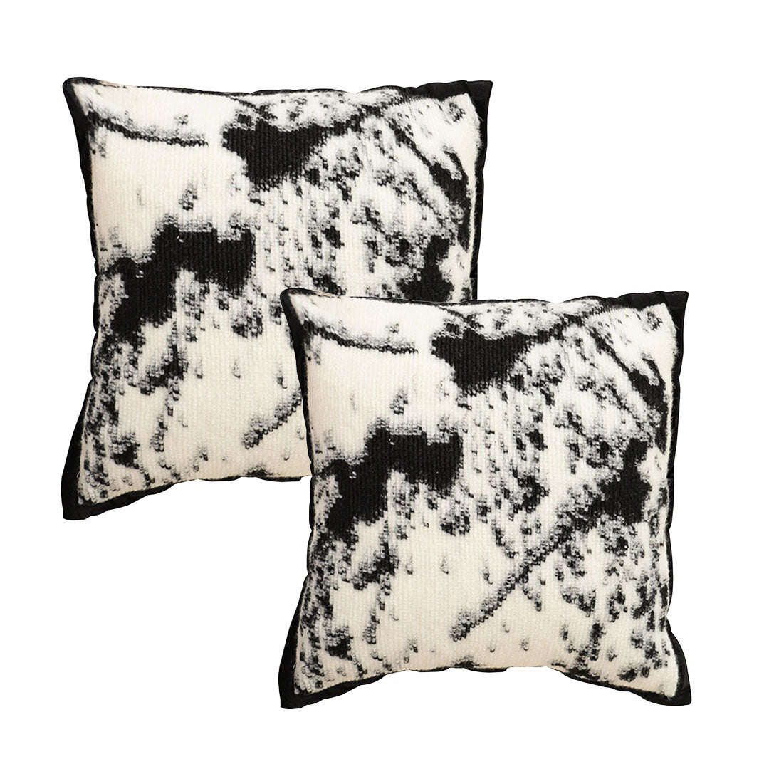 SOGA 2X 45cm Light Vintage Leopard Print Black & White Ink Splatter Wide-Edge SquareThrow Pillow • LUZ-FrenchCushion252X2