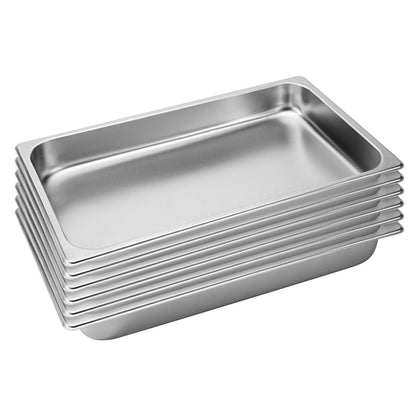 SOGA 6X Gastronorm GN Pan Full Size 1/1 GN Pan 6.5cm Deep Stainless Steel Tray • LUZ-GastronormPans5403X6