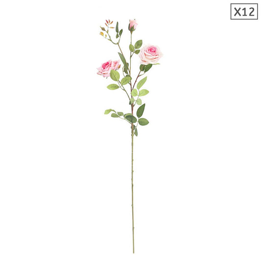 SOGA 12pcs Artificial Silk Flower Fake Rose Bouquet Table Decor Pink • LUZ-AFlower3H12Pink