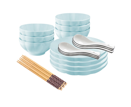 SOGA Light Blue Japanese Style Ceramic Dinnerware Crockery Soup Bowl Plate Server Kitchen Home Decor Set of 10 • LUZ-BowlG438