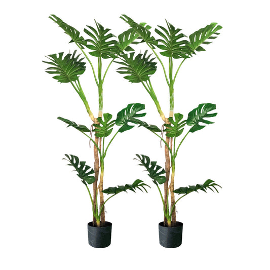 SOGA 2X 175cm Tropical Monstera Palm Artificial Plant Tree, Real Touch Technology, with UV Protection • LUZ-APlantFHG17510X2