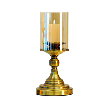 SOGA 33.5cm Gold Nordic Deluxe Candlestick Candle Holder Stand Pillar Glass /Iron • LUZ-CandleStick3451