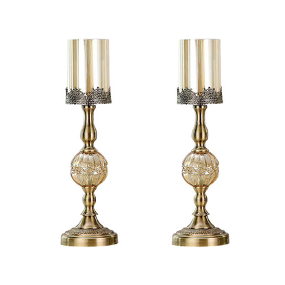 SOGA 2X 47cm Glass Candle Holder Candle Stand Glass/Metal • LUZ-CandleStickALargeX2
