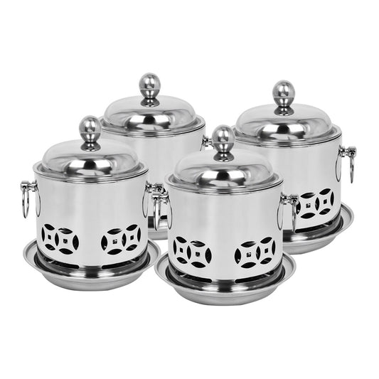 SOGA 4X Stainless Steel Mini Asian Buffet Hot Pot Single Person Shabu Alcohol Stove Burner with Lid • LUZ-ChafingDishHotPot5X4