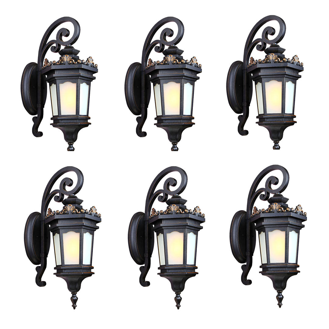 Vintage Lantern 6X 62cm Wall Light Elegant Aluminum & Glass Design Classic Outdoor Lighting Rustic Vintage Style • LUZ-Lamp320M2X6