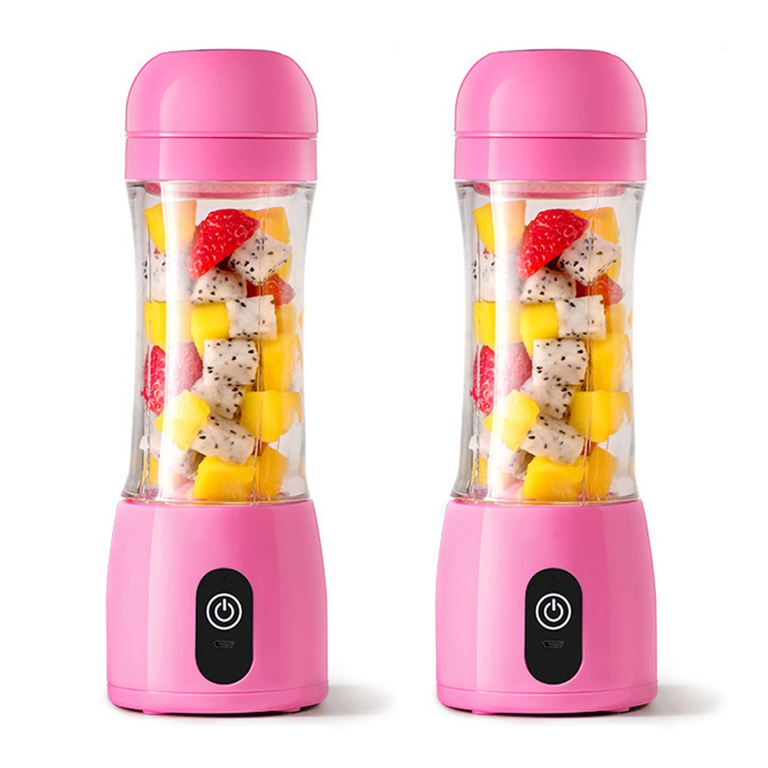 SOGA 2X 380ml Portable Mini USB Rechargeable Handheld Fruit Mixer Juicer Pink • LUZ-JuicerMiniPinkX2