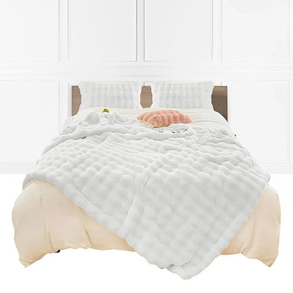 SOGA 160X200cm Throw Blanket  White Double Layer Rabbit Fur Cozy Comfort with Stylish Decor • LUZ-BlanketFur342