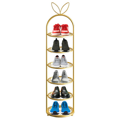 SOGA 6 Tier Bunny Ears Shape Gold Plated Metal Shoe Organizer Space Saving Portable Footwear Storage Shelf • LUZ-FPotXJ09