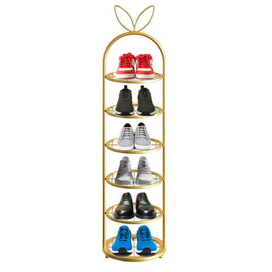 SOGA 6 Tier Bunny Ears Shape Gold Plated Metal Shoe Organizer Space Saving Portable Footwear Storage Shelf • LUZ-FPotXJ09
