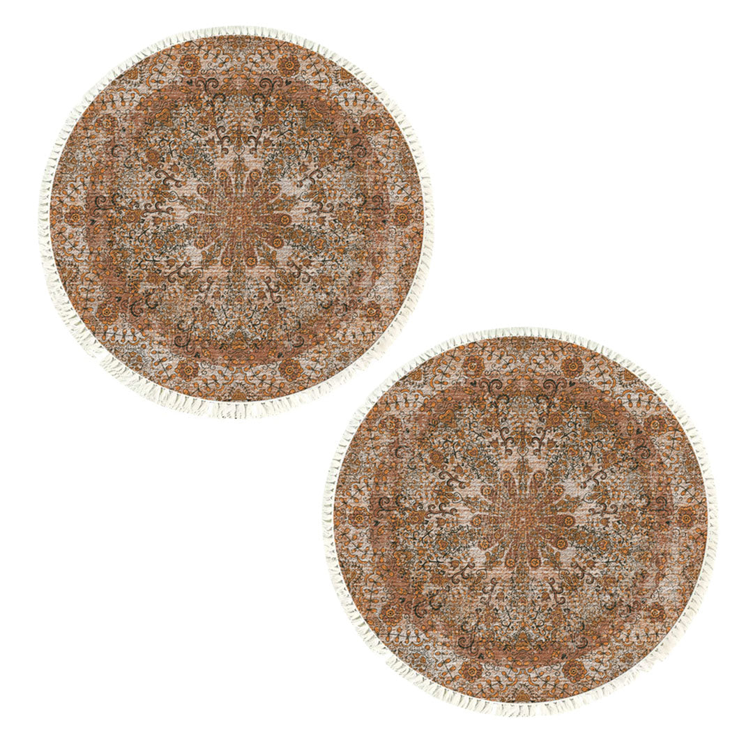 SOGA 2X 120cm Mandala Pattern Circle Area Rugs for Living Room Lounge, Anti-slip Doormat, Home Decor • LUZ-CarpetYH24X2