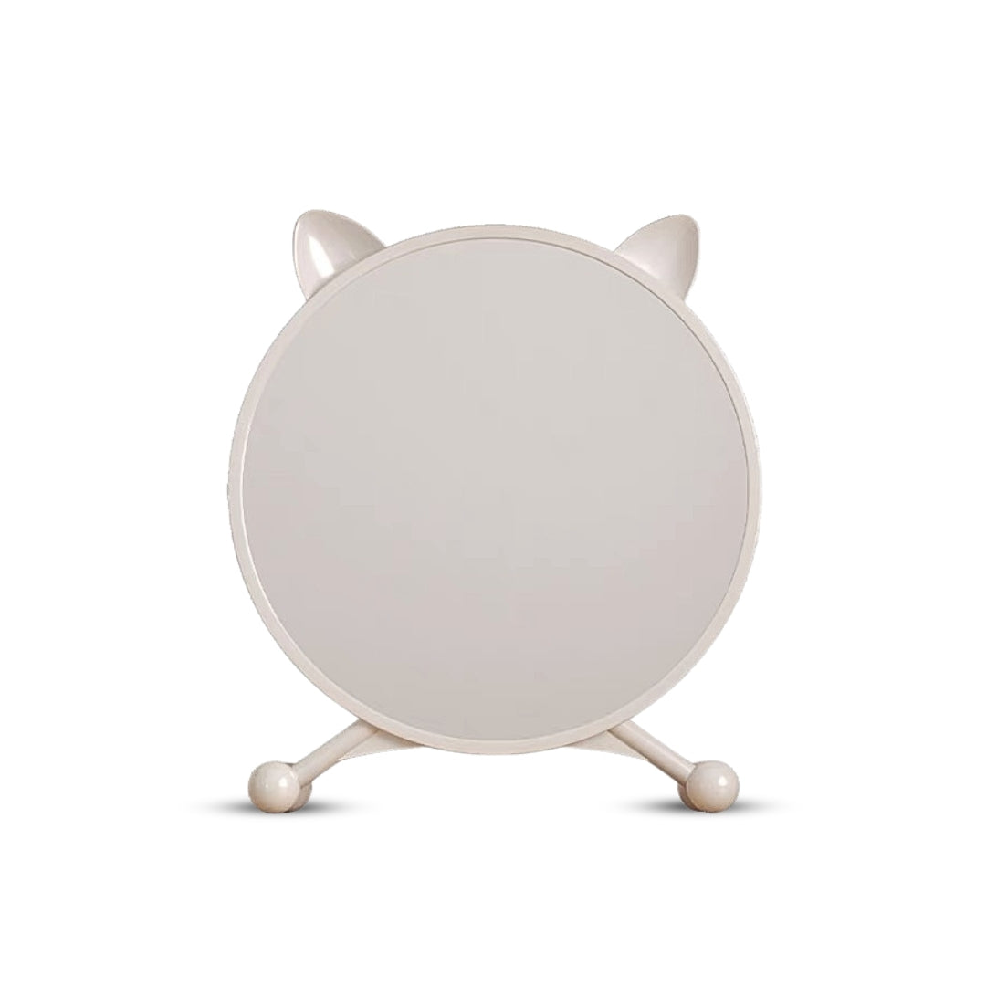 SOGA 30cm White Smart Makeup Bedroom Table Mirror Cat Ear Style No LED Light LUZ-MirrorE1