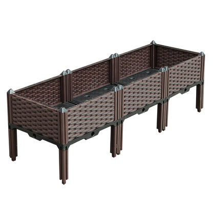 SOGA 120cm Raised Planter Box Vegetable Herb Flower Outdoor Plastic Plants Garden Bed with Legs • LUZ-PlantBox3E