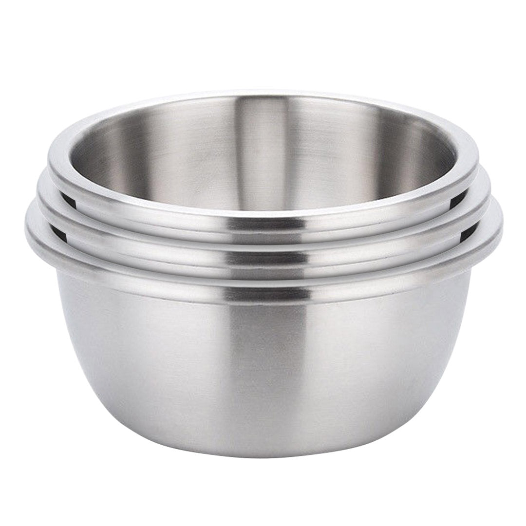 SOGA 3Pcs Deepen Matte Stainless Steel Stackable Baking Washing Mixing Bowls Set Food Storage Basin • LUZ-Bowl888