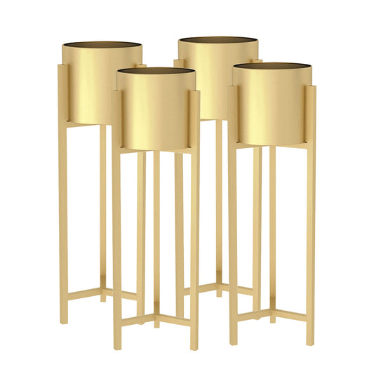 SOGA 4X 90cm Gold Metal Plant Stand with Flower Pot Holder Corner Shelving Rack Indoor Display • LUZ-FPotH77GLDX4