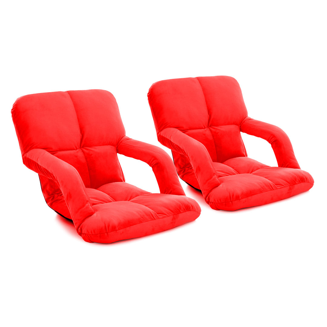SOGA 2X Foldable Lounge Cushion Adjustable Floor Lazy Recliner Chair with Armrest Red • LUZ-LoungeKidRedX2