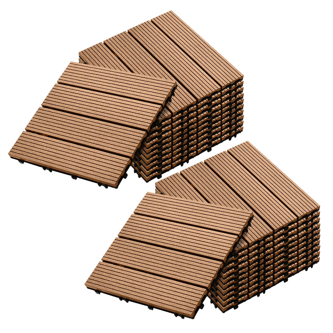 SOGA 2X 11 pcs Coffee DIY Wooden Composite Decking Tiles Garden Outdoor Backyard Flooring Home Decor • LUZ-Deck7005X2