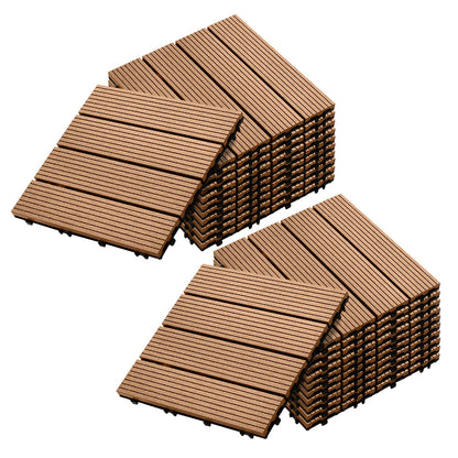 SOGA 2X 11 pcs Coffee DIY Wooden Composite Decking Tiles Garden Outdoor Backyard Flooring Home Decor • LUZ-Deck7005X2
