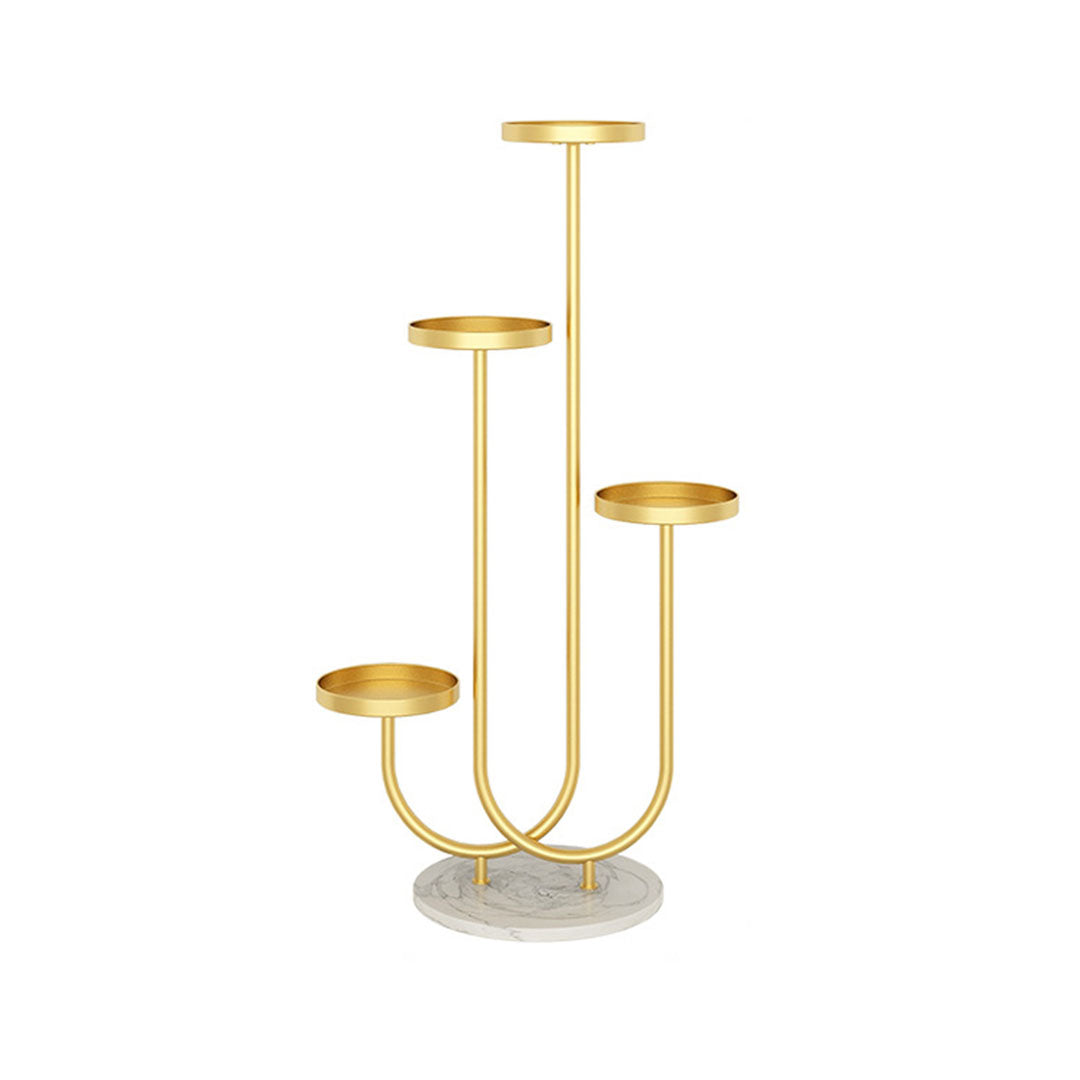 SOGA U Shaped Plant Stand Round Flower Pot Tray Living Room Balcony Display Gold Metal Decorative Shelf • LUZ-FPotH101