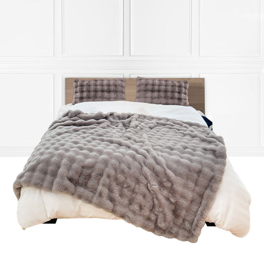 SOGA 200cm Grey Fur Fuzzy Super Soft and Cozy Fluffy Throw Blanket • LUZ-BlanketFur335