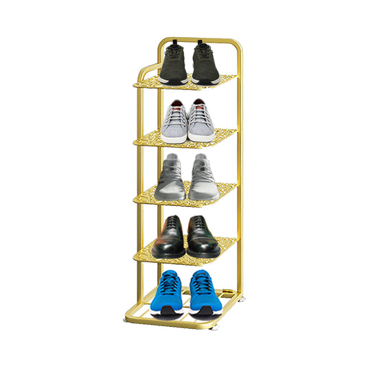 SOGA 5 Tier Gold Plated Metal Shoe Organizer Space Saving Portable Footwear Storage Shelf • LUZ-FPotXJ12