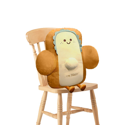 SOGA 58cm Cute Face Toast Bread Cushion Stuffed Car Seat Plush Cartoon Back Support Pillow Home Decor • LUZ-SCushion063
