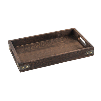 SOGA Small Walnut Brown Rectangle Wooden Tray Breakfast Dinner Serving Board Tea Set Holder Kitchen Home Decor • LUZ-WodE561