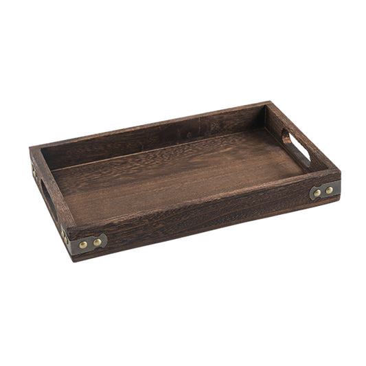 SOGA Small Walnut Brown Rectangle Wooden Tray Breakfast Dinner Serving Board Tea Set Holder Kitchen Home Decor • LUZ-WodE561