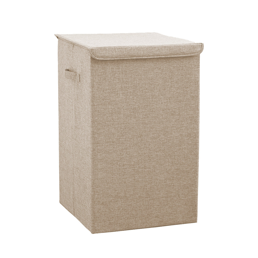 SOGA Beige Medium Collapsible Laundry Hamper Storage Box Foldable Canvas Basket Home Organiser Decor • LUZ-SBox103