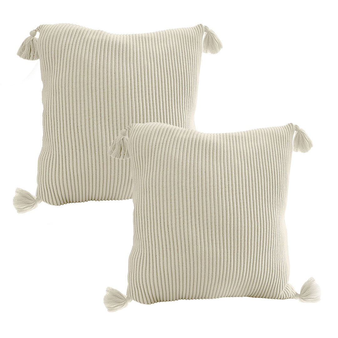 SOGA 45cm Khaki Wabi-Sabi Thickened Cotton Tassel Square  Throw Pillow • LUZ-FrenchCushion262X2