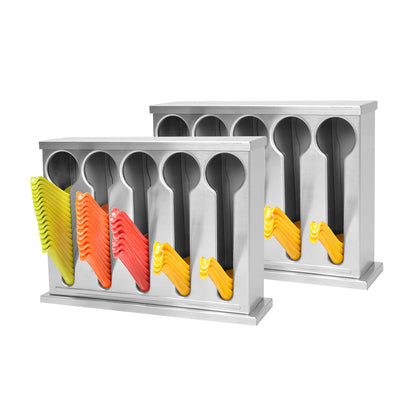 SOGA 2X Stainless Steel Buffet Restaurant Spoon Utensil Holder Storage Rack 5 Holes • LUZ-CutleryHolder4632X2