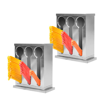 SOGA 2X Stainless Steel Buffet Restaurant Spoon Utensil Holder Storage Rack 3 Holes • LUZ-CutleryHolder4630X2