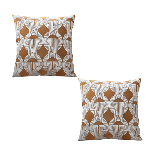 SOGA 2X 50cm Throw Pillow Brown Circular Chain Jacquard Decorative Square for Home Decor • LUZ-FrenchCushion335X2