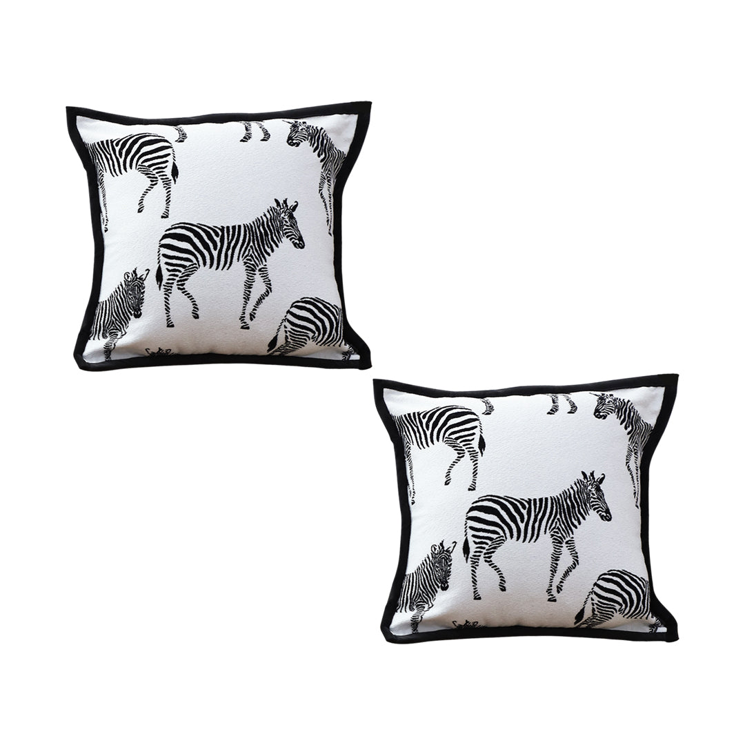 SOGA 2X 45cm Black and White Light  Luxury Zebra Cushion Decorative Square Pillow Living Room LUZ-FrenchCushion289X2