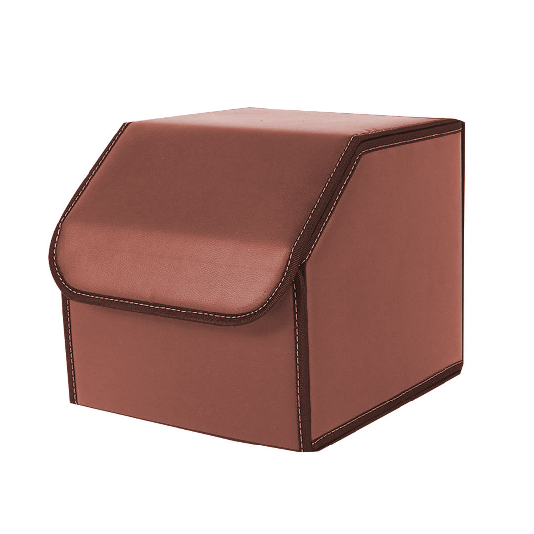 SOGA Leather Car Boot Collapsible Foldable Trunk Cargo Organizer Portable Storage Box Coffee Small • LUZ-StorageCOFSml